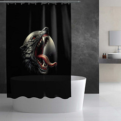 Шторка для душа Волчья морда на фоне луны - нейроарт, цвет: 3D-принт — фото 2