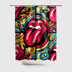 Шторка для душа Rolling Stones logo - pop art pattern, цвет: 3D-принт
