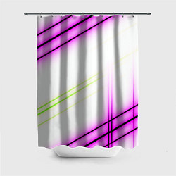 Шторка для душа Green white pink line, цвет: 3D-принт