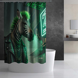 Шторка для душа Cyperpunk zebra, цвет: 3D-принт — фото 2
