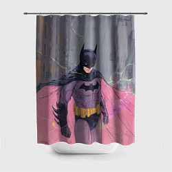 Шторка для душа Бэтмен с розовым плащом, цвет: 3D-принт