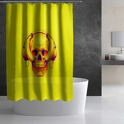 Шторка для душа Yellow bananas skull - cyberpunk, цвет: 3D-принт — фото 2