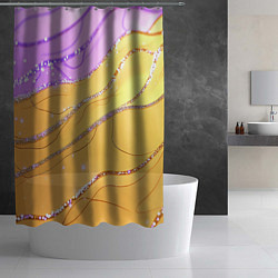 Шторка для душа Фиолетово-золотая текстура с блестяшками, цвет: 3D-принт — фото 2