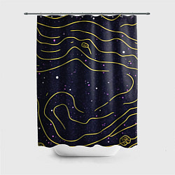 Шторка для душа Абстракция золотых линий текстура, цвет: 3D-принт
