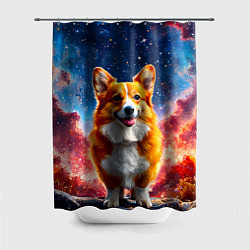 Шторка для душа Корги и космическое небо, цвет: 3D-принт