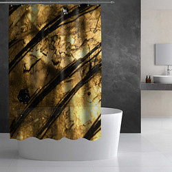 Шторка для душа Золото с черной текстурой, цвет: 3D-принт — фото 2