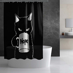 Шторка для душа Angry black cat nope, цвет: 3D-принт — фото 2