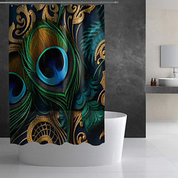Шторка для душа Узоры и перья павлина, цвет: 3D-принт — фото 2