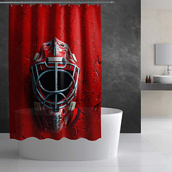Шторка для душа Маска голкипера на красном, цвет: 3D-принт — фото 2