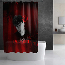 Шторка для душа Сектор газа красный фон, цвет: 3D-принт — фото 2