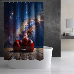 Шторка для душа Боксерские перчатки в космосе, цвет: 3D-принт — фото 2
