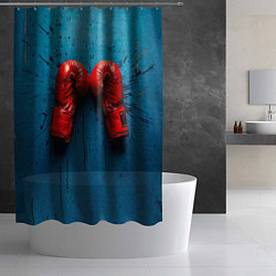 Шторка для душа Бойцовские перчатки на синем, цвет: 3D-принт — фото 2