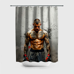 Шторка для душа Дастин Порье на сером, цвет: 3D-принт