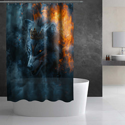 Шторка для душа Волк в короне в огне, цвет: 3D-принт — фото 2
