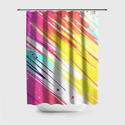 Шторка для душа Брызги краски на белом фоне, цвет: 3D-принт