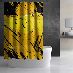 Шторка для душа Желтая краска на черном фоне, цвет: 3D-принт — фото 2
