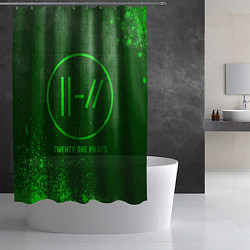 Шторка для душа Twenty One Pilots - green gradient, цвет: 3D-принт — фото 2