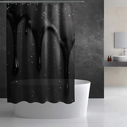 Шторка для душа Черная текстура - хром, цвет: 3D-принт — фото 2