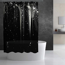 Шторка для душа Белые брызги на черном, цвет: 3D-принт — фото 2