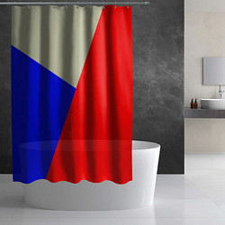Шторка для душа Серо-сине-красный трёхцветный, цвет: 3D-принт — фото 2