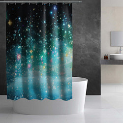 Шторка для душа Бирюзовые блестки фон, цвет: 3D-принт — фото 2