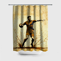 Шторка для ванной Гандболист на бежевом