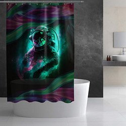 Шторка для душа Космонавт неоновая дымка, цвет: 3D-принт — фото 2