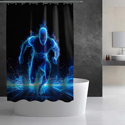 Шторка для душа Спринтер в синем пламени, цвет: 3D-принт — фото 2
