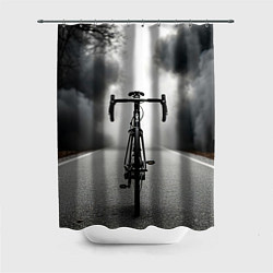 Шторка для душа Шоссейный велосипед в черном дыму, цвет: 3D-принт