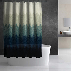 Шторка для душа Серо-синий градиент текстурированные полосы, цвет: 3D-принт — фото 2