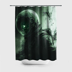 Шторка для душа Зеленый скелет космонавта, цвет: 3D-принт