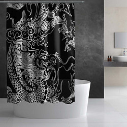 Шторка для душа Белый дракон на черном, цвет: 3D-принт — фото 2