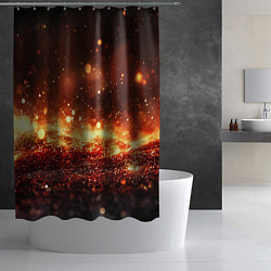 Шторка для душа Красно-золотая текстура, цвет: 3D-принт — фото 2