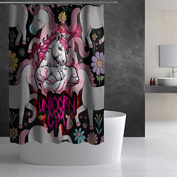 Шторка для душа Единорог gym, цвет: 3D-принт — фото 2