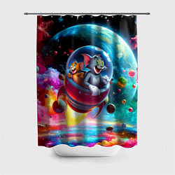 Шторка для душа Том и Джерри летят в ракете - нейроарт, цвет: 3D-принт