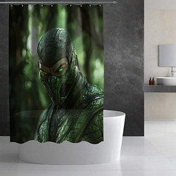 Шторка для душа Рептилия в зеленой маске, цвет: 3D-принт — фото 2