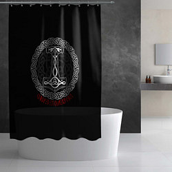 Шторка для душа Символика воинов - молот бога Тора, цвет: 3D-принт — фото 2