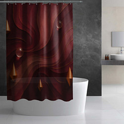 Шторка для душа Темно-бордовый волнистый узор, цвет: 3D-принт — фото 2