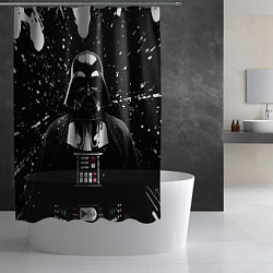 Шторка для душа Дарт Вейдер черно-белый фон, цвет: 3D-принт — фото 2