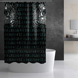 Шторка для душа Руны и татуировки викингов, цвет: 3D-принт — фото 2