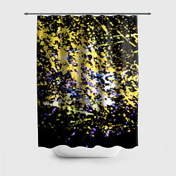 Шторка для душа Желто синяя краска на черном, цвет: 3D-принт