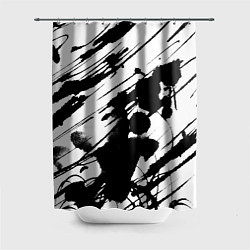 Шторка для душа Брызги и штрихи черной краски, цвет: 3D-принт