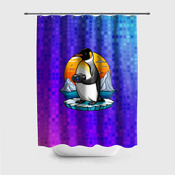 Шторка для душа Пингвин с фотоаппаратом, цвет: 3D-принт
