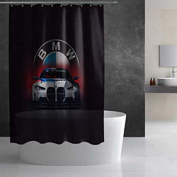 Шторка для душа BMW на красном фоне, цвет: 3D-принт — фото 2