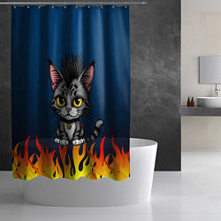 Шторка для душа Панк котенок, цвет: 3D-принт — фото 2