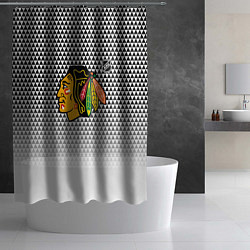 Шторка для душа Чикаго Блэкхокс - геометрический паттерн с градиен, цвет: 3D-принт — фото 2