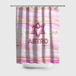 Шторка для душа Розовый лого Astro со стразами, цвет: 3D-принт