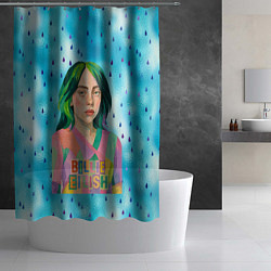 Шторка для душа Билли Айлиш в стиле коллажа, цвет: 3D-принт — фото 2