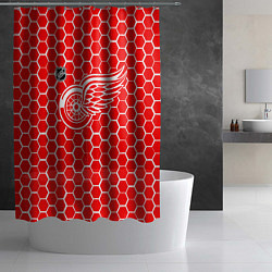 Шторка для душа Детройт Ред Уингз - красные соты, цвет: 3D-принт — фото 2