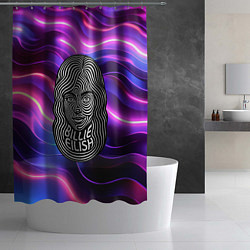Шторка для душа Портрет Билли Айлиш из линий, цвет: 3D-принт — фото 2
